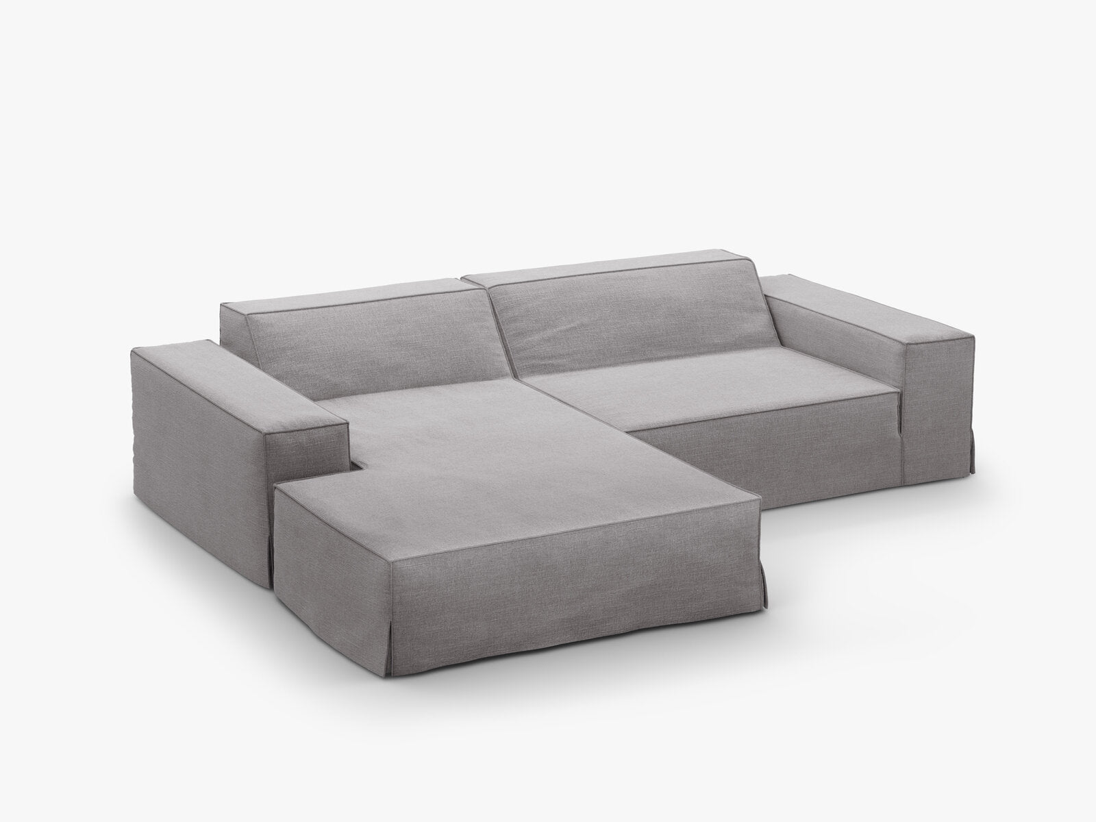 Micadoni Ecksofa Jodie 3-Sitzer Links Strukturierter Stoff Lins Warmes Grau
