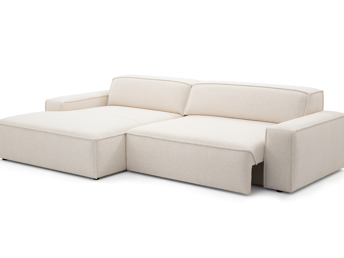 Bobochic Abel Ecksofa mit Schlaffunktion Melange-Stoff Beige Ecke links