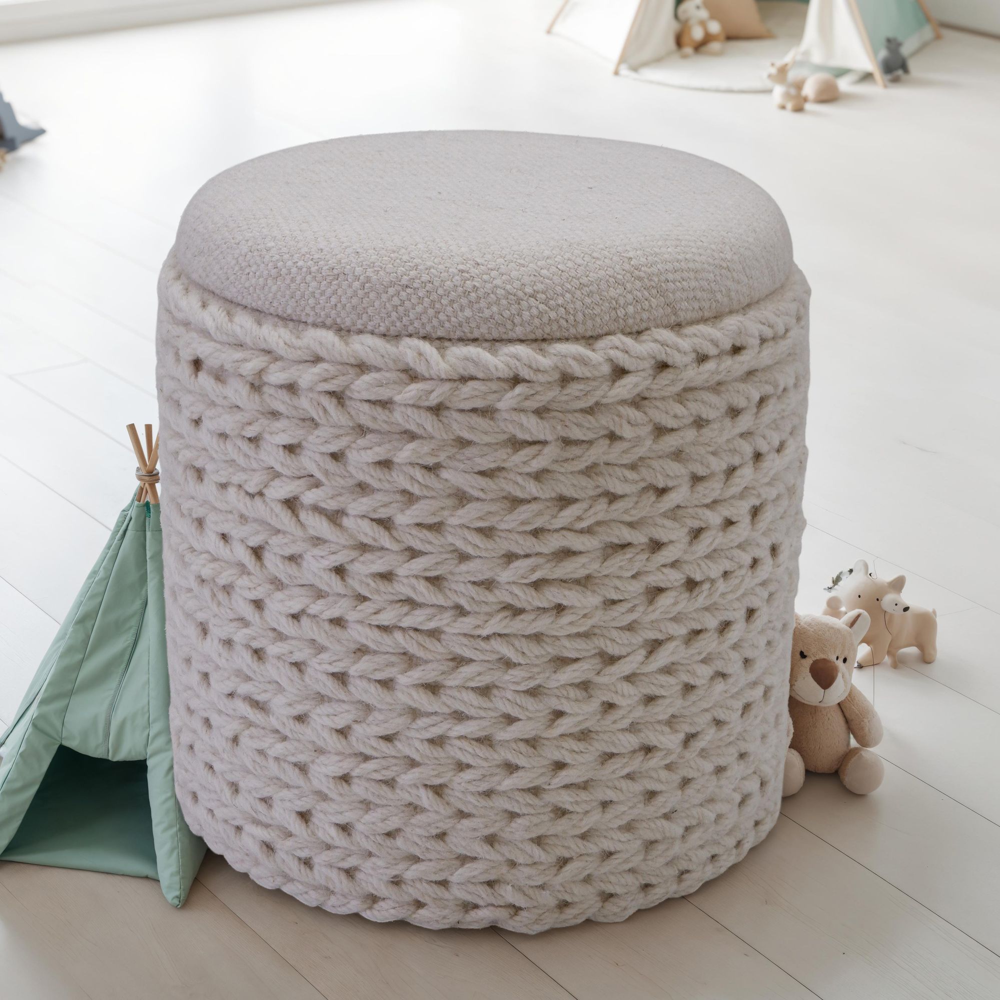 Sitzhocker Orkdal Stoff Creme