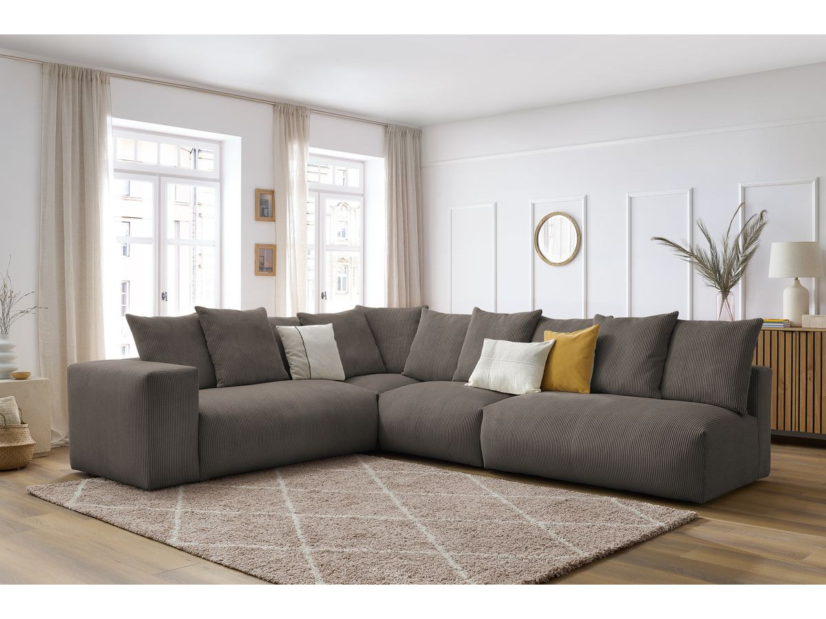 Bobochic Voltaire Ecksofa 322 × 268 cm Cordsamt Taupe Ecke links