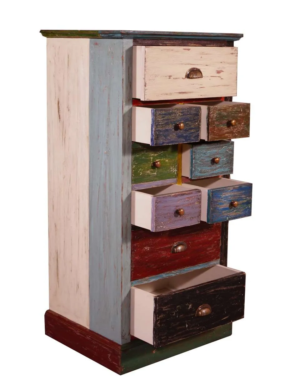 Kommode Corby massiv Holz Vintage Look mehrfarbig lackiert