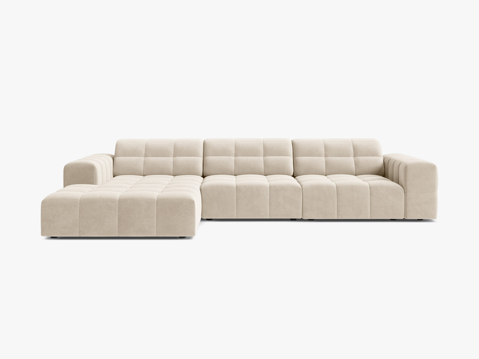 Micadoni Ecksofa Jennifer 4-Sitzer Links Samt Bluvel Helles Beige