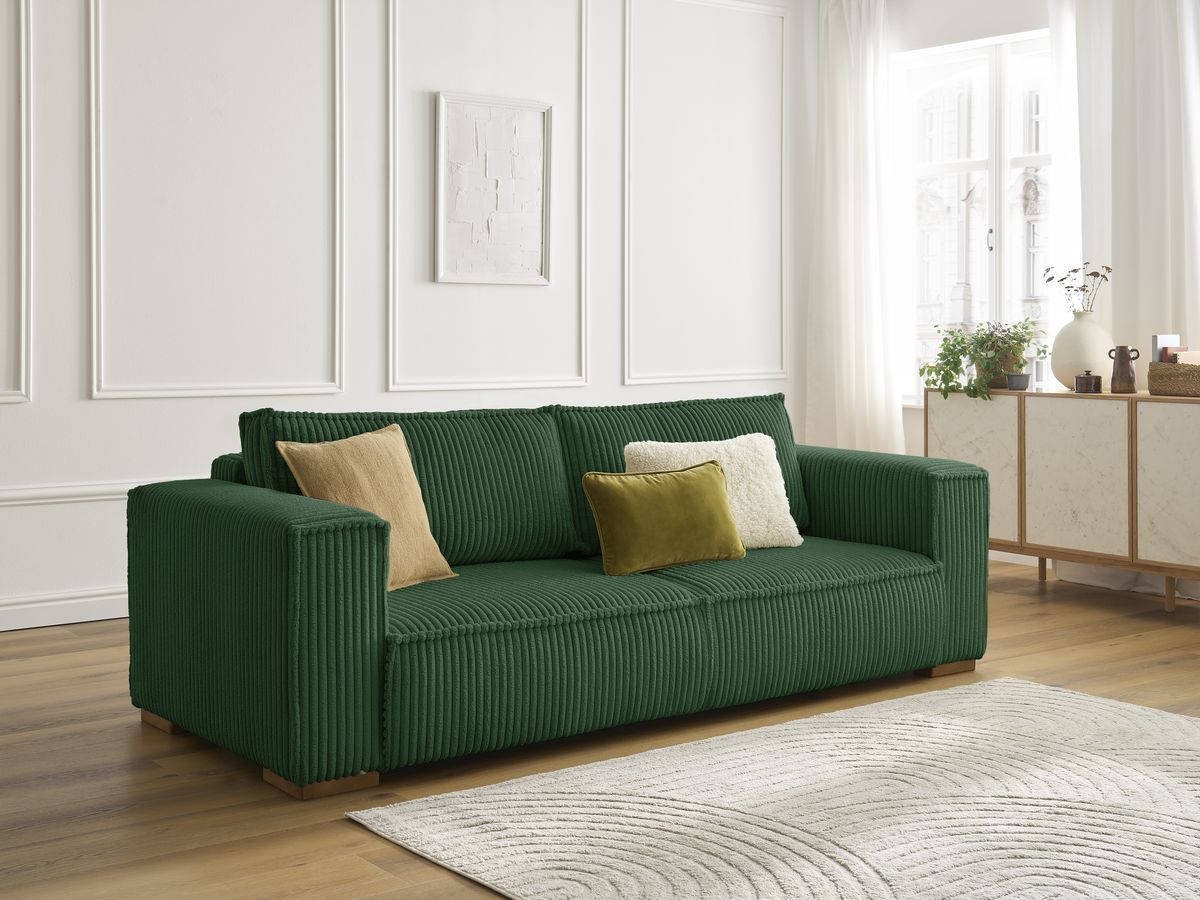 Bobochic Chelsea Sofa 3-Sitzer Breitcord weich Grün