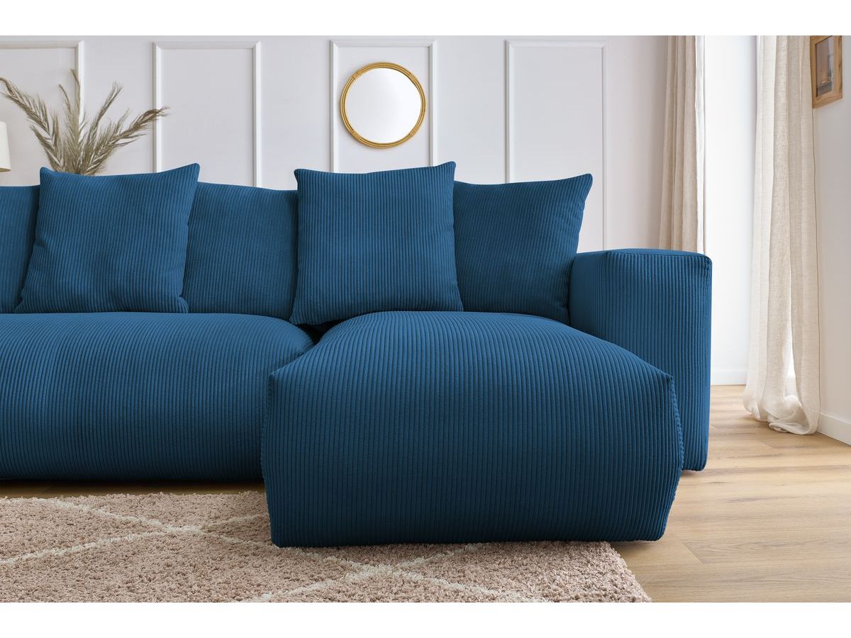 Bobochic Voltaire Wohnlandschaft 356 × 214 cm Cordsamt Dunkelblau Ecke rechts