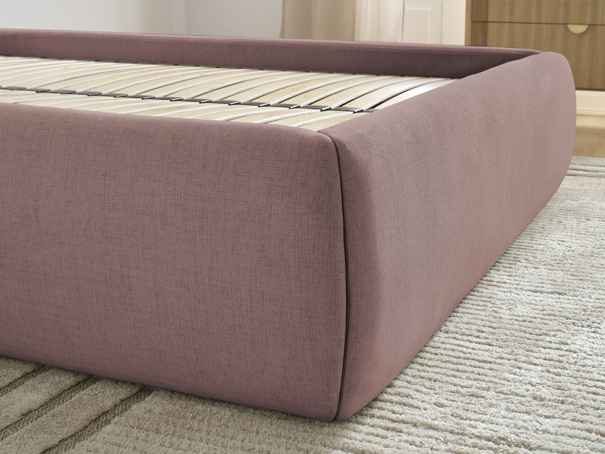 Bobochic Inera Bettgestell mit Bettkasten, ohne Kopfteil Stoff Rosa, Liegefläche 160 × 200 cm