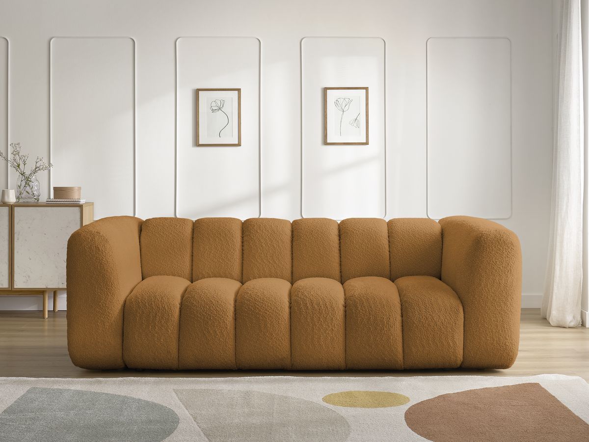 Bobochic Talia Sofa 3-Sitzer Bouclé-Stoff Gelb