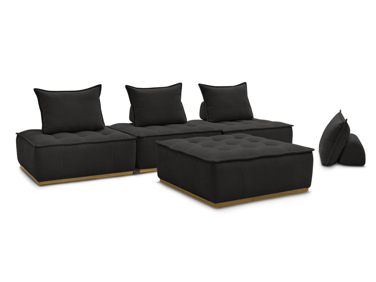 Bobochic Elisa Sofa 4-Sitzer Strukturstoff Schwarz