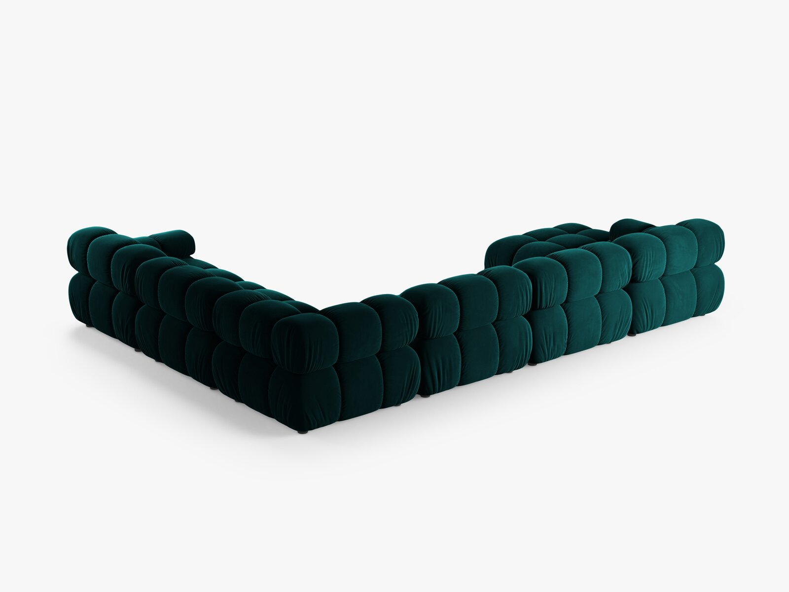 Micadoni Modulares Panorama Ecksofa Bellis 8-Sitzer Rechts Samt Venus Dunkel Petrol