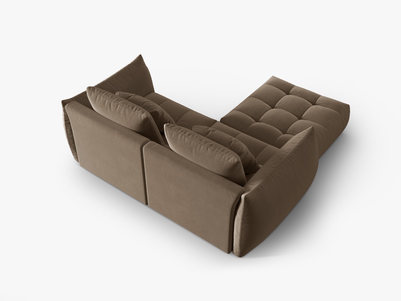 Micadoni Ecksofa Bloom 3-Sitzer Samt Hellbraun