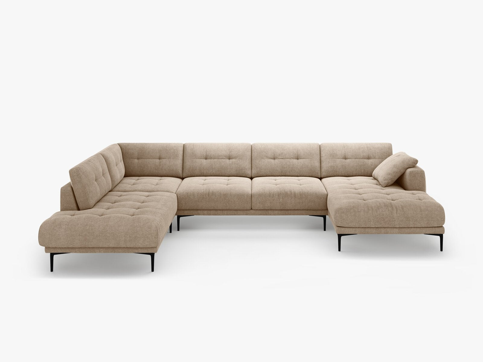 Micadoni Panorama Ecksofa Bemy 7-Sitzer Links Strukturierter Stoff Sand