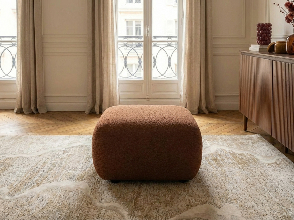 Bobochic Montaigne Pouf Bouclé-Stoff Orange