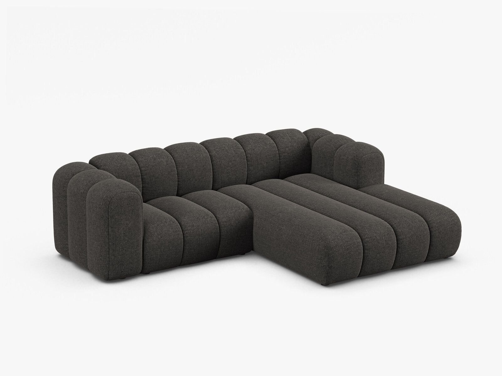 Micadoni Modulares Ecksofa Lupine 3-Sitzer Rechts Chenille Eden Dunkelgrau