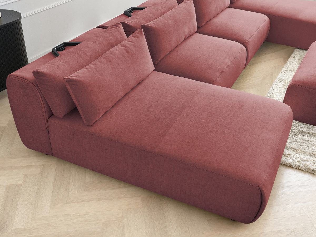 Bobochic Jana Wohnlandschaft mit großem Pouf Samt Orange