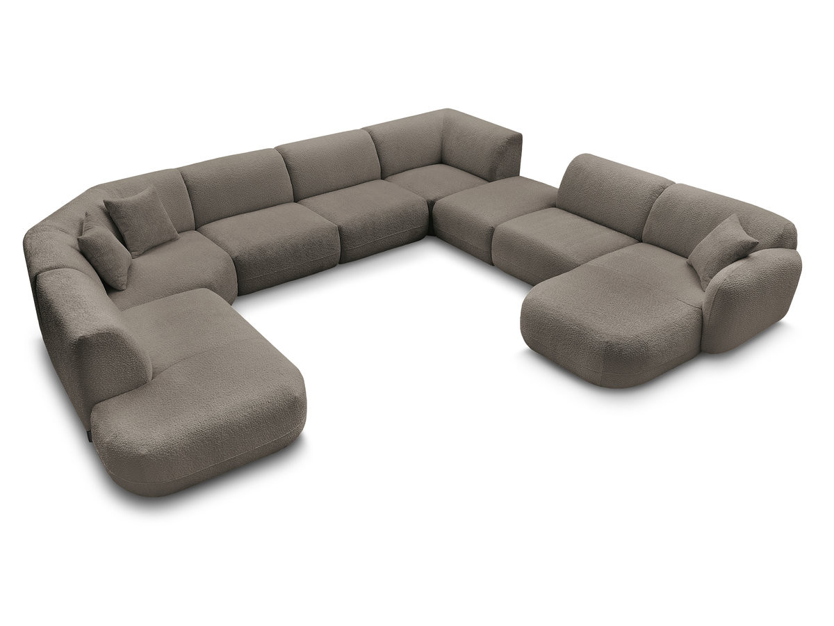 Bobochic Anda Wohnlandschaft mit Pouf 396 × 357 cm Chenille Taupe Ecke rechts