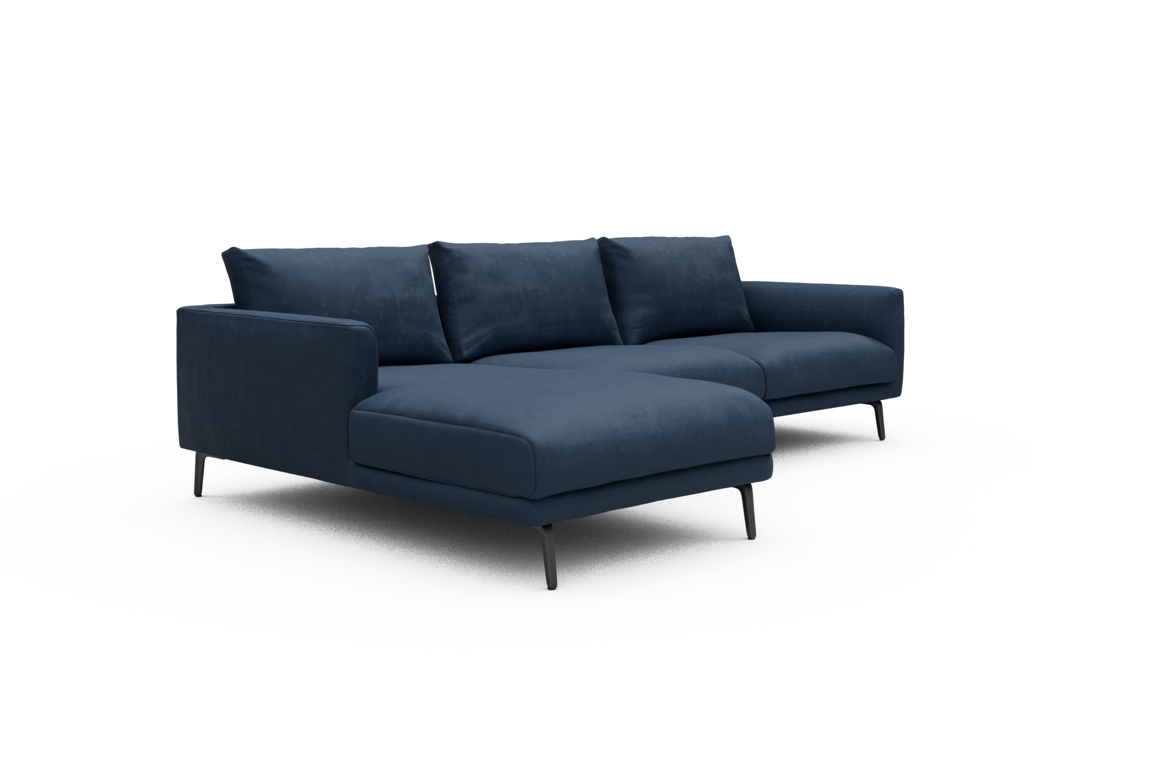 Ecksofa Karl Chaiselongue links mit 2,5-Sitzer Cordufine-Royal-Blue
