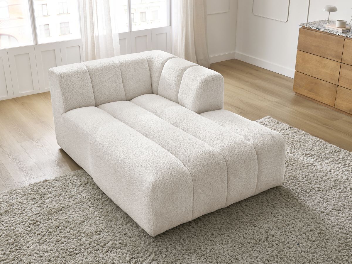 Bobochic Annecy Méridienne-Modul Bouclé-Stoff Weiß Ecke rechts