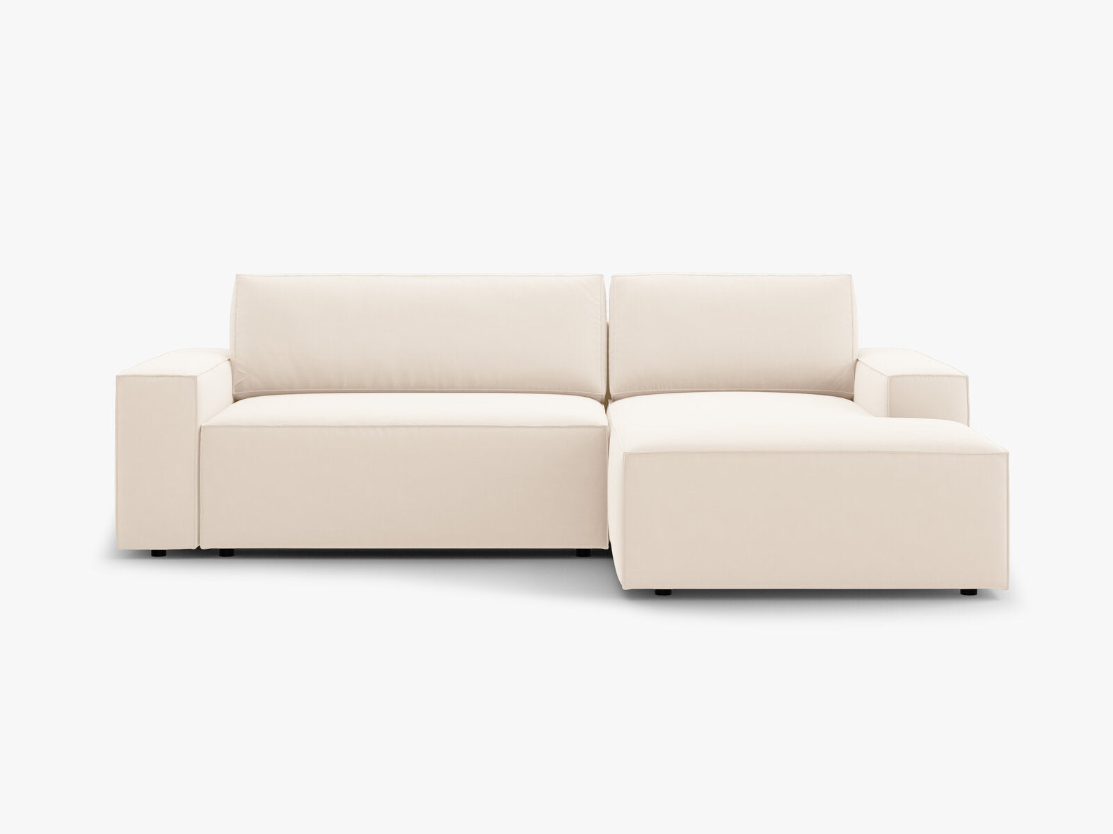 Micadoni Schlaf-Ecksofa Jodie 3-Sitzer Rechts Samt Helles Beige
