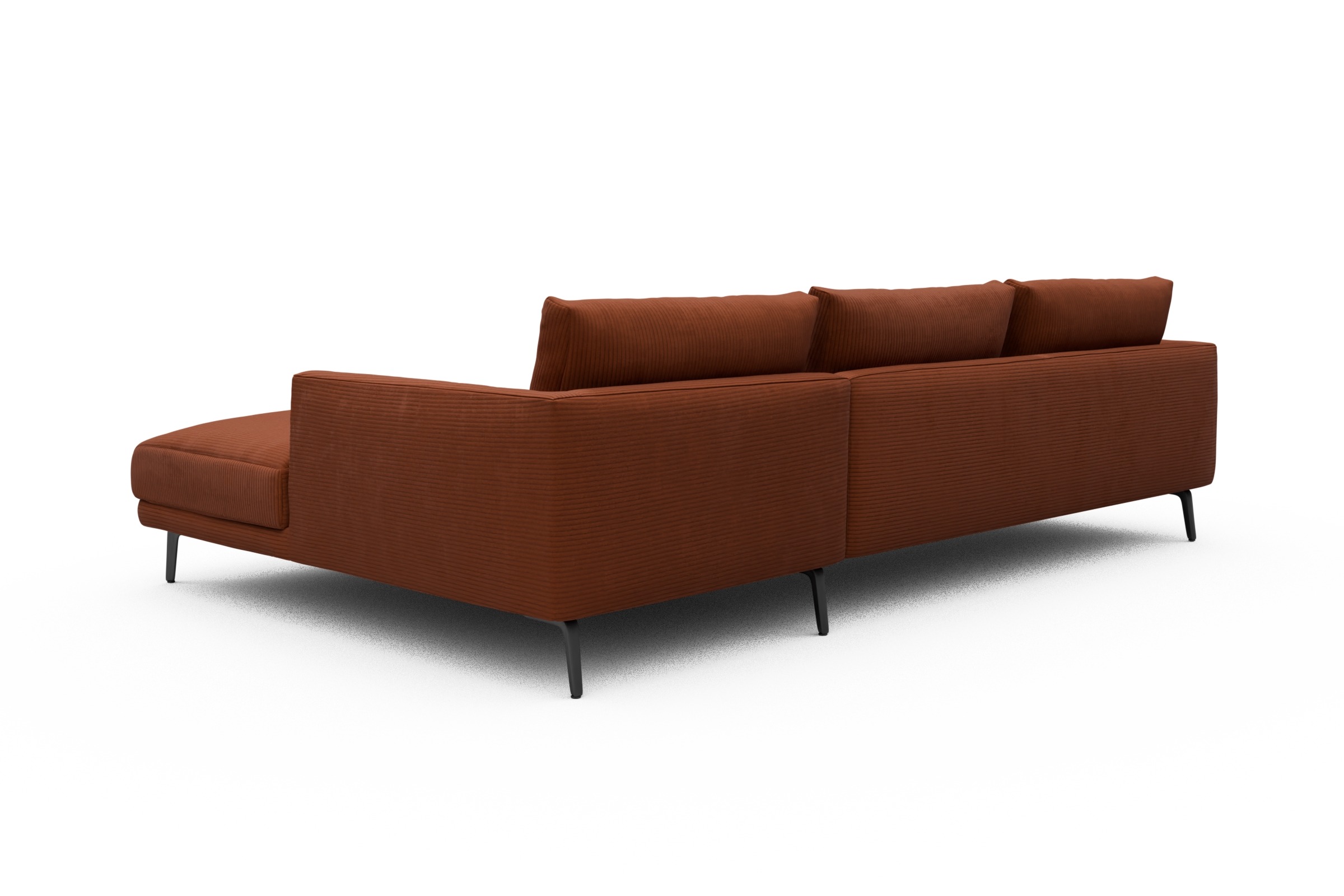 Ecksofa Karl Chaiselongue rechts mit 2,5-Sitzer Corduroy-Burnt-Orange
