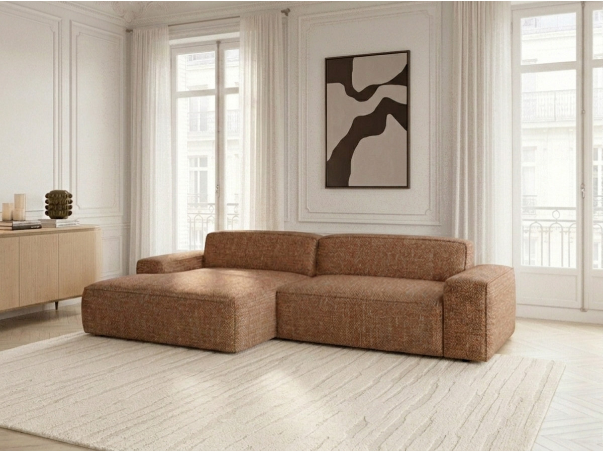 Bobochic Abel Ecksofa mit Schlaffunktion Melange-Stoff Orange Ecke links