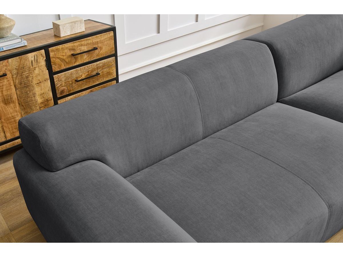 Bobochic Lavena Ecksofa 272 × 220 cm Samt Dunkelgrau Ecke rechts