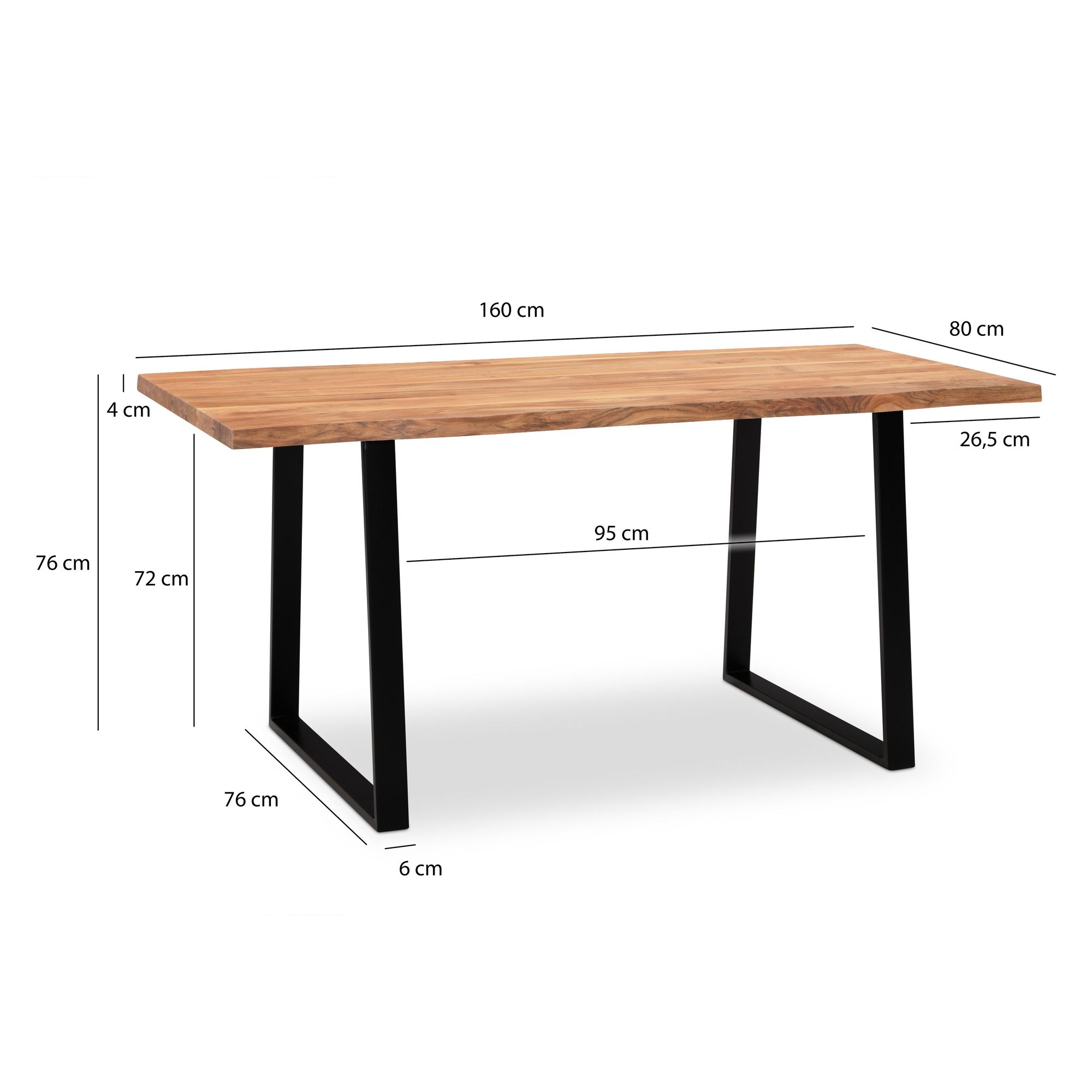 Schreibtisch Langvatn Akazie Massivholz 160 × 80 × 76 cm
