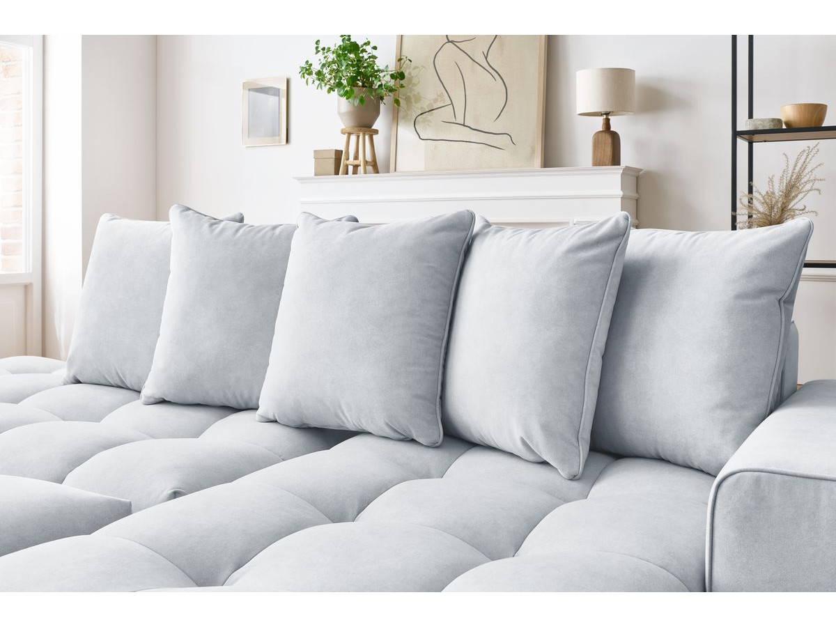 Bobochic Mont-blanc Ecksofa mit Pouf Samt Hellgrau Ecke rechts
