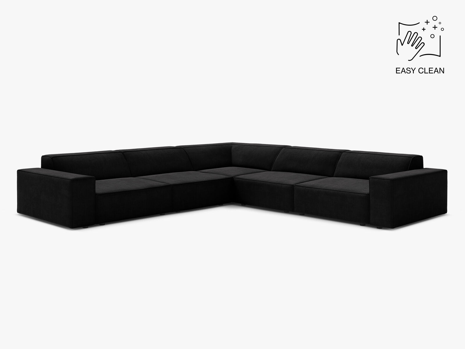 Micadoni Symmetrisches Ecksofa Jodie 6-Sitzer Samt Venus Schwarz