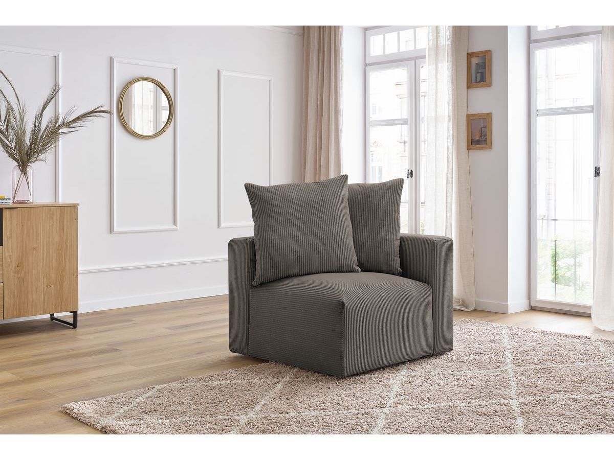 Bobochic Voltaire Eckmodul Cordsamt Taupe Ecke rechts