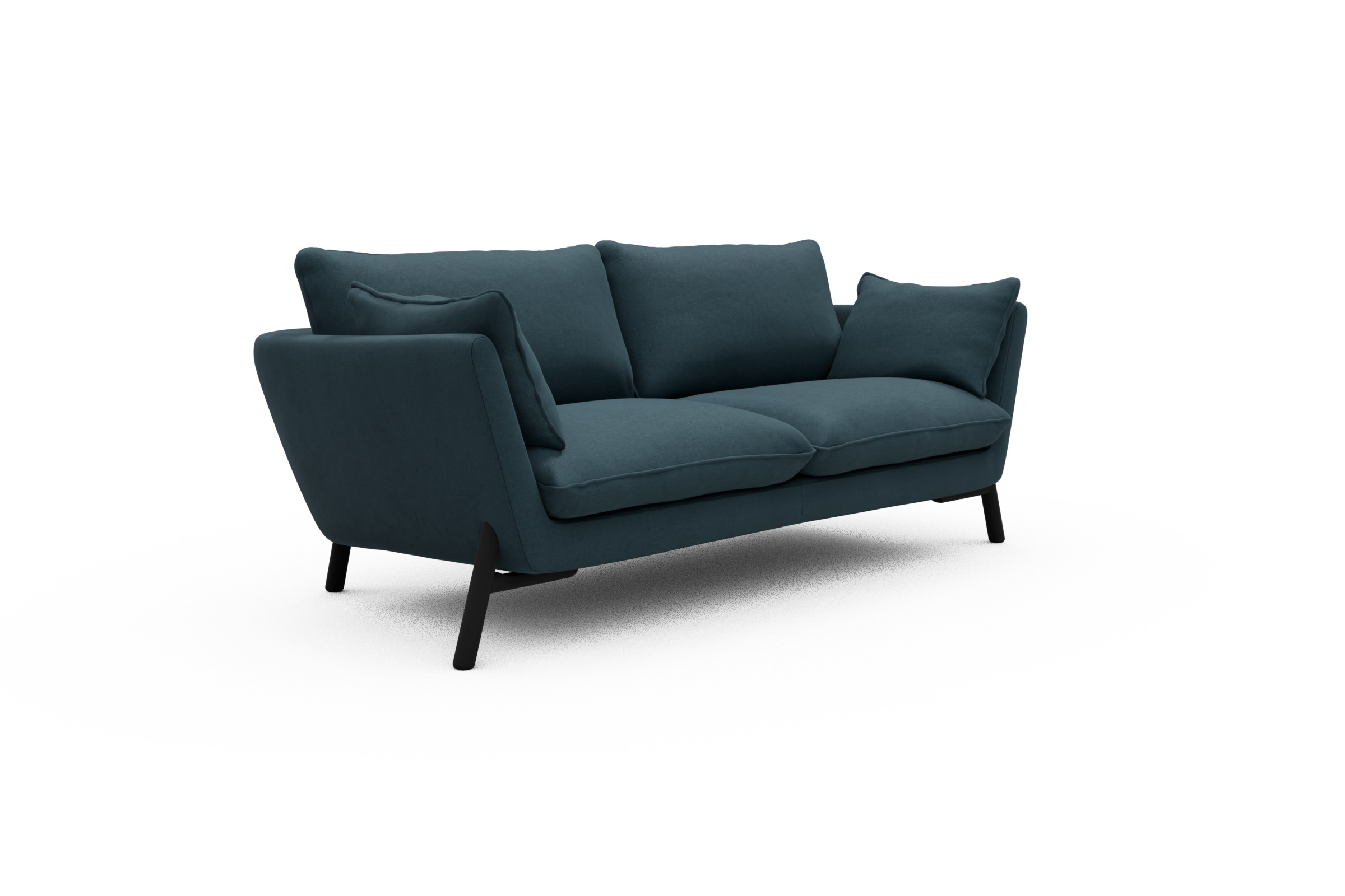 Sofa Emil 2-Sitzer Beinfarbe Eiche Schwarz Satya-Indigo