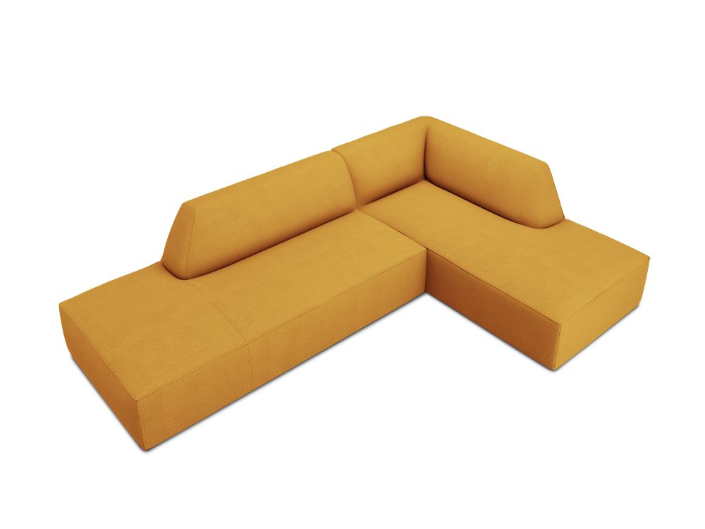 Cosmopolitan Design Ecksofa Siena 4-Sitzer offen Strukturierter Stoff Ottawa Gelb Rechts