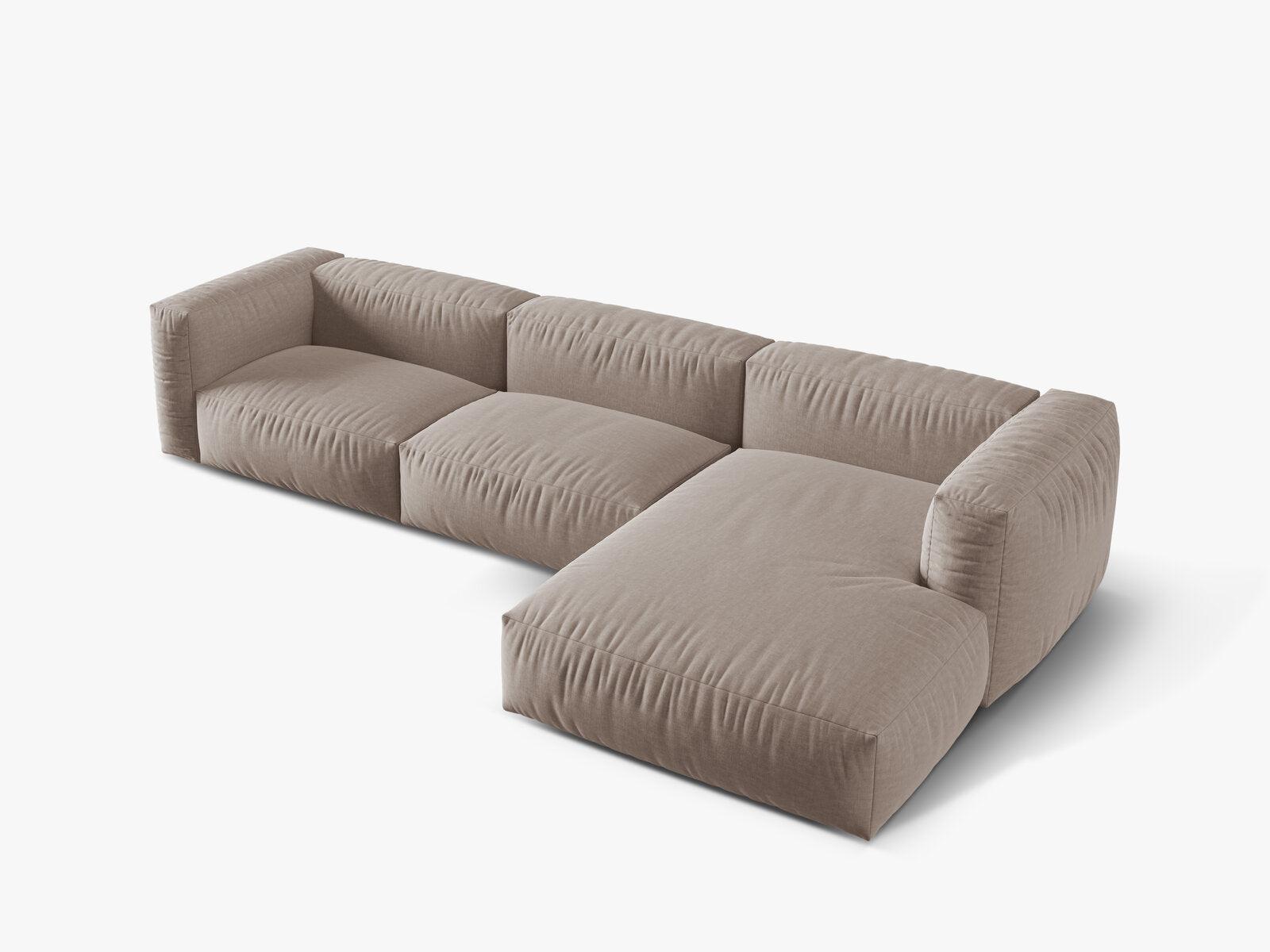Micadoni Ecksofa Martina 3-Sitzer Rechts Strukturierter Stoff Boston Dunkelbeige