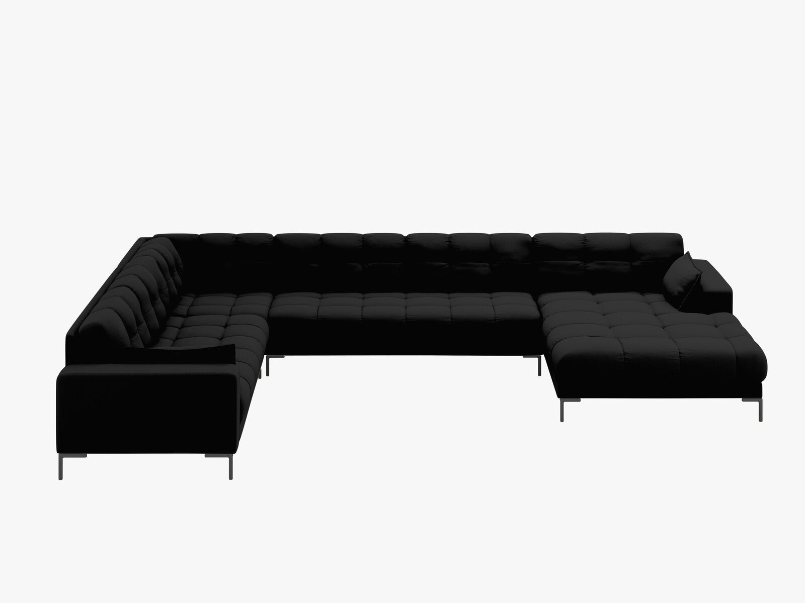 Micadoni Wohnlandschaft Mamaia 7-Sitzer Links Strukturierter Stoff Neve Schwarz schwarze Beine