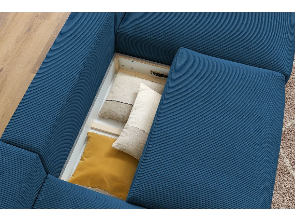 Bobochic Voltaire Wohnlandschaft 420 × 165 cm Cordsamt Dunkelblau