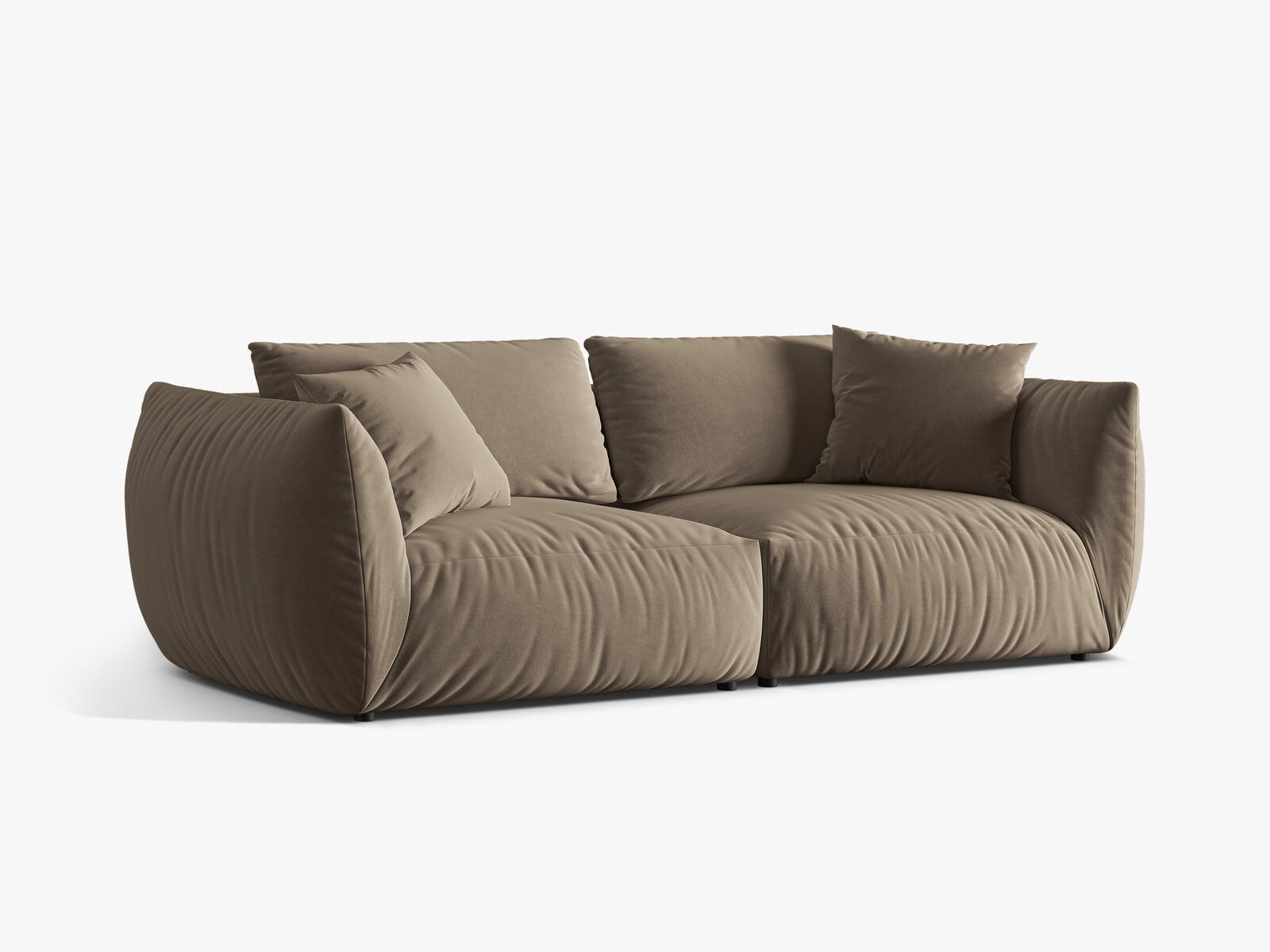 Micadoni Sofa Chris 4-Sitzer Samt Hellbraun
