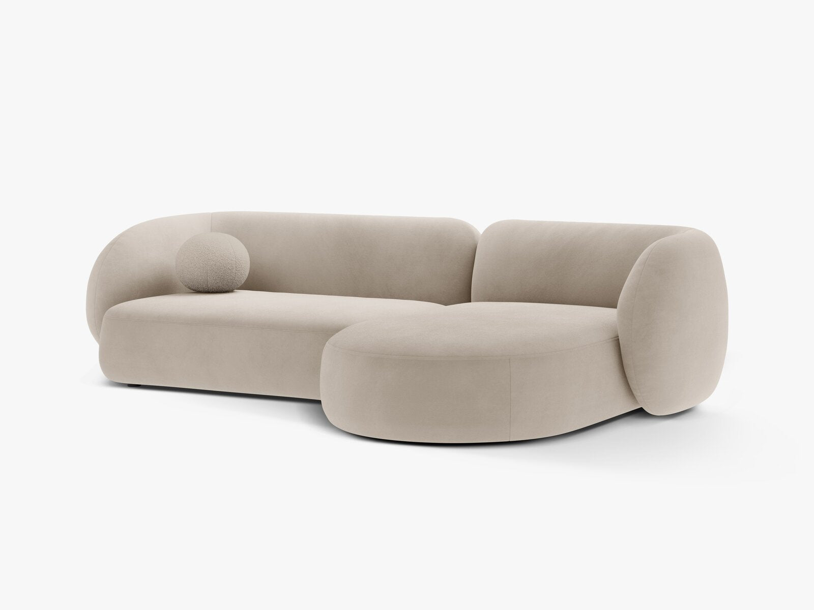 Micadoni Ecksofa Kate 3-Sitzer Rechts Samt Beige