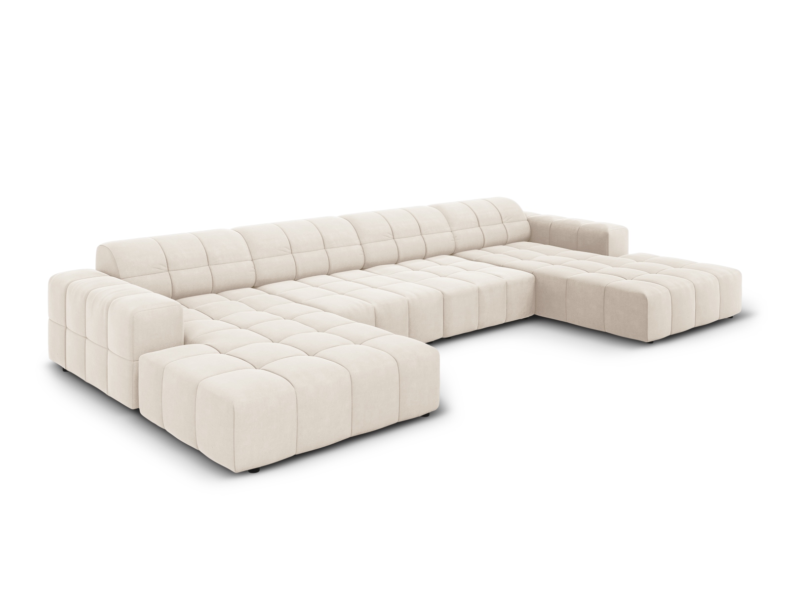 Cosmopolitan Design Panoramasofa Chicago 6-Sitzer Samt Bluvel Helles Beige