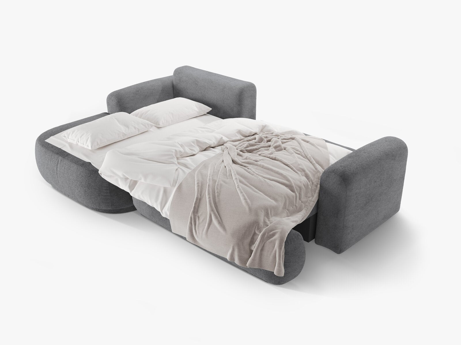 Micadoni Ella Ecksofa mit Bettfunktion und Stauraum Links Strukturierter Stoff Sorella Grau