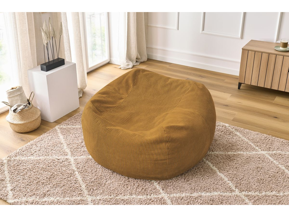 Bobochic Voltaire Pouf 120 × 70 cm Cordsamt Gelb