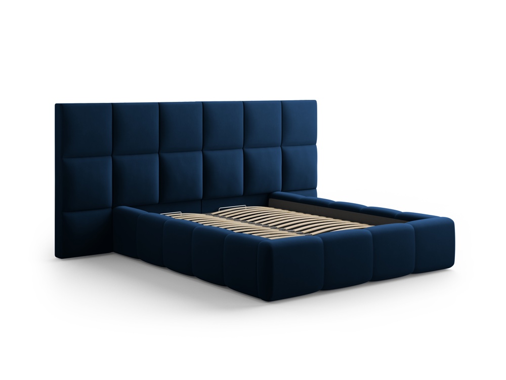 Cosmopolitan Design Stauraumbett mit doppeltem Kopfteil Livigno 160x200 Samt Bluvel Königsblau