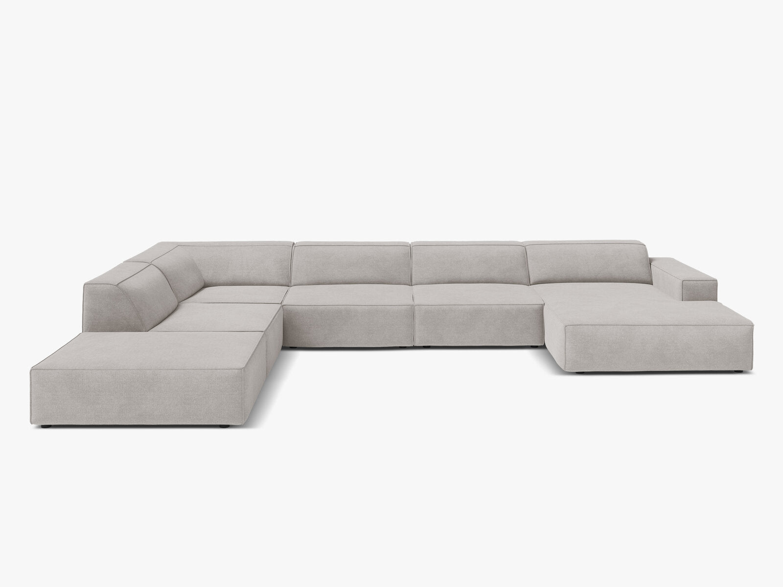 Micadoni Panorama-Ecksofa Jodie 7-Sitzer Strukturierter Stoff Liberty Hellgrau Links