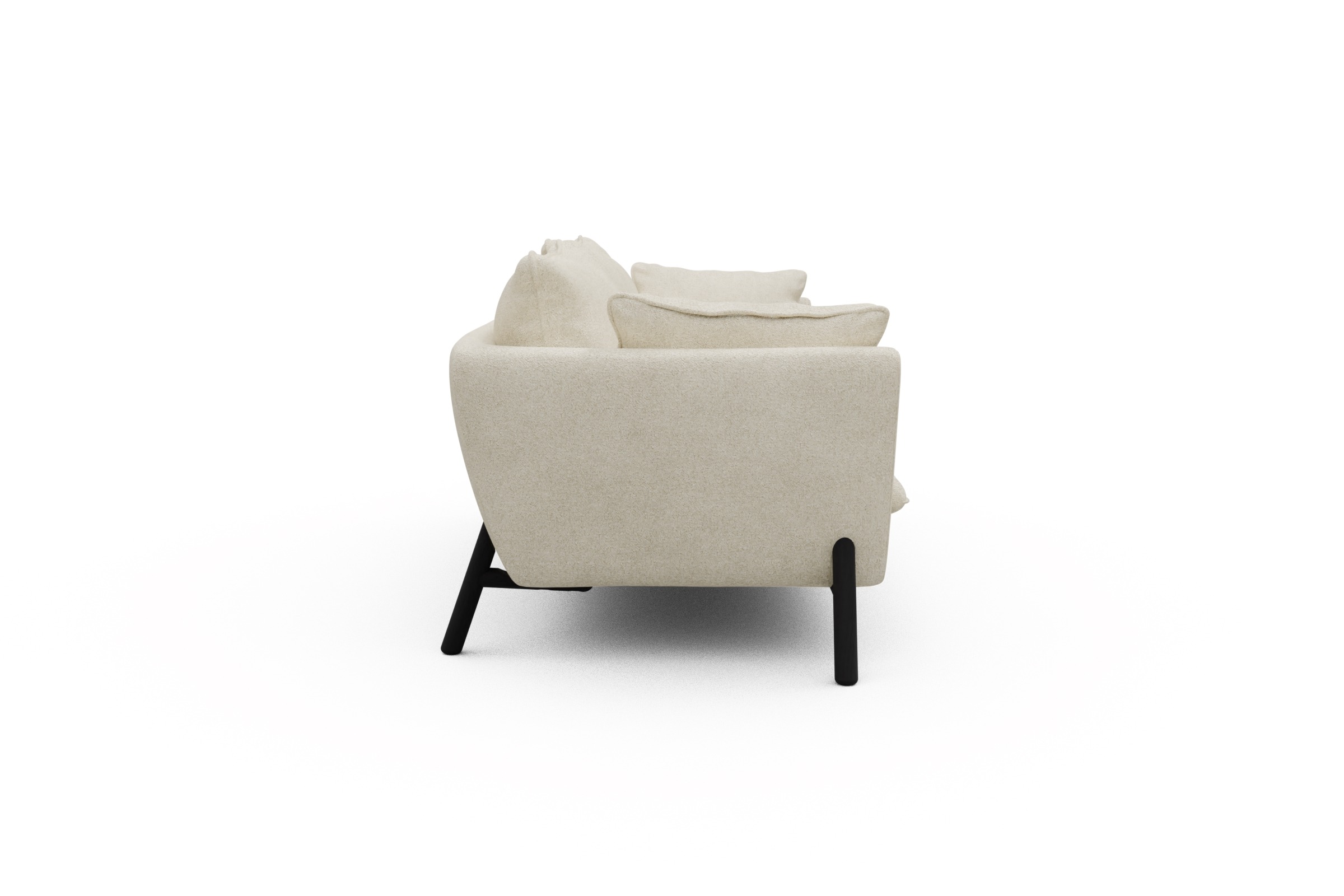 Sofa Emil PREMIUM 3-Sitzer Beinfarbe Eiche Schwarz Boucle-Off-White