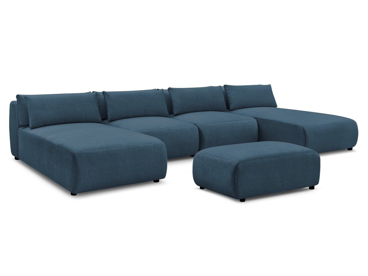 Bobochic Jana Wohnlandschaft mit kleinem Pouf Samt Blau
