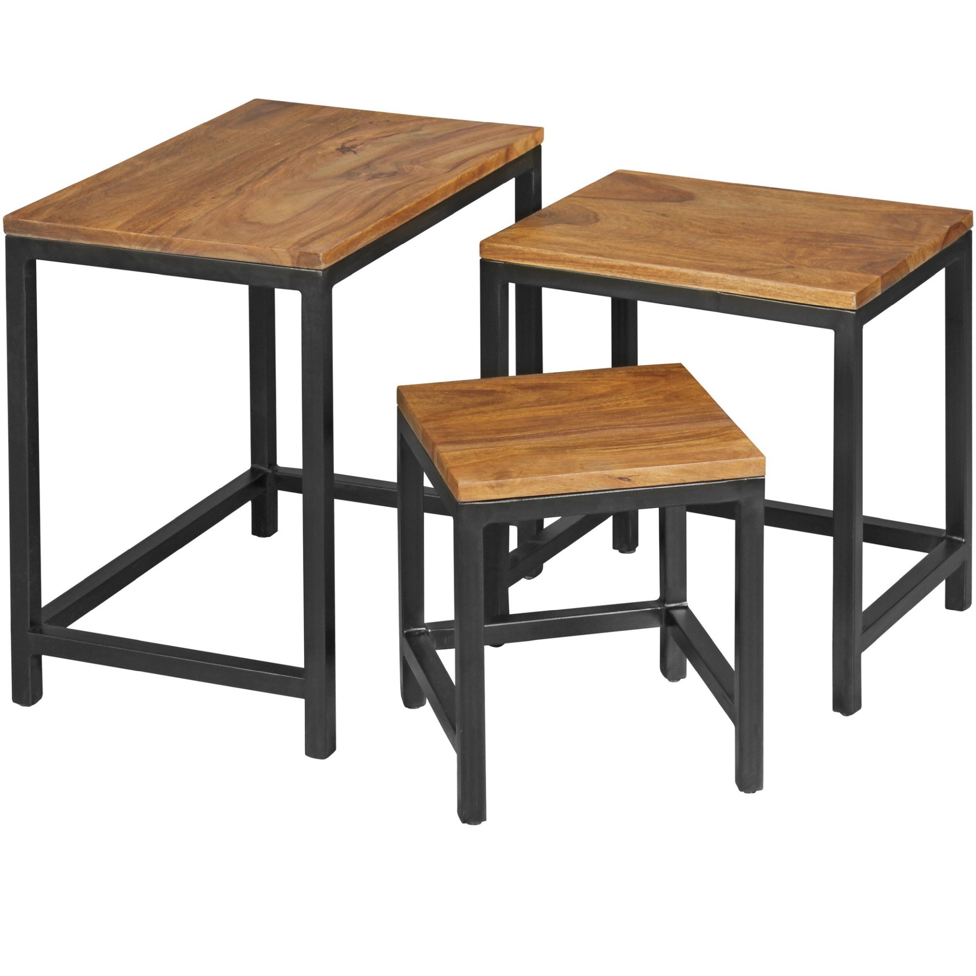 Satztisch 3er-Set Alden Sheesham Massivholz 45 × 30 × 45 cm