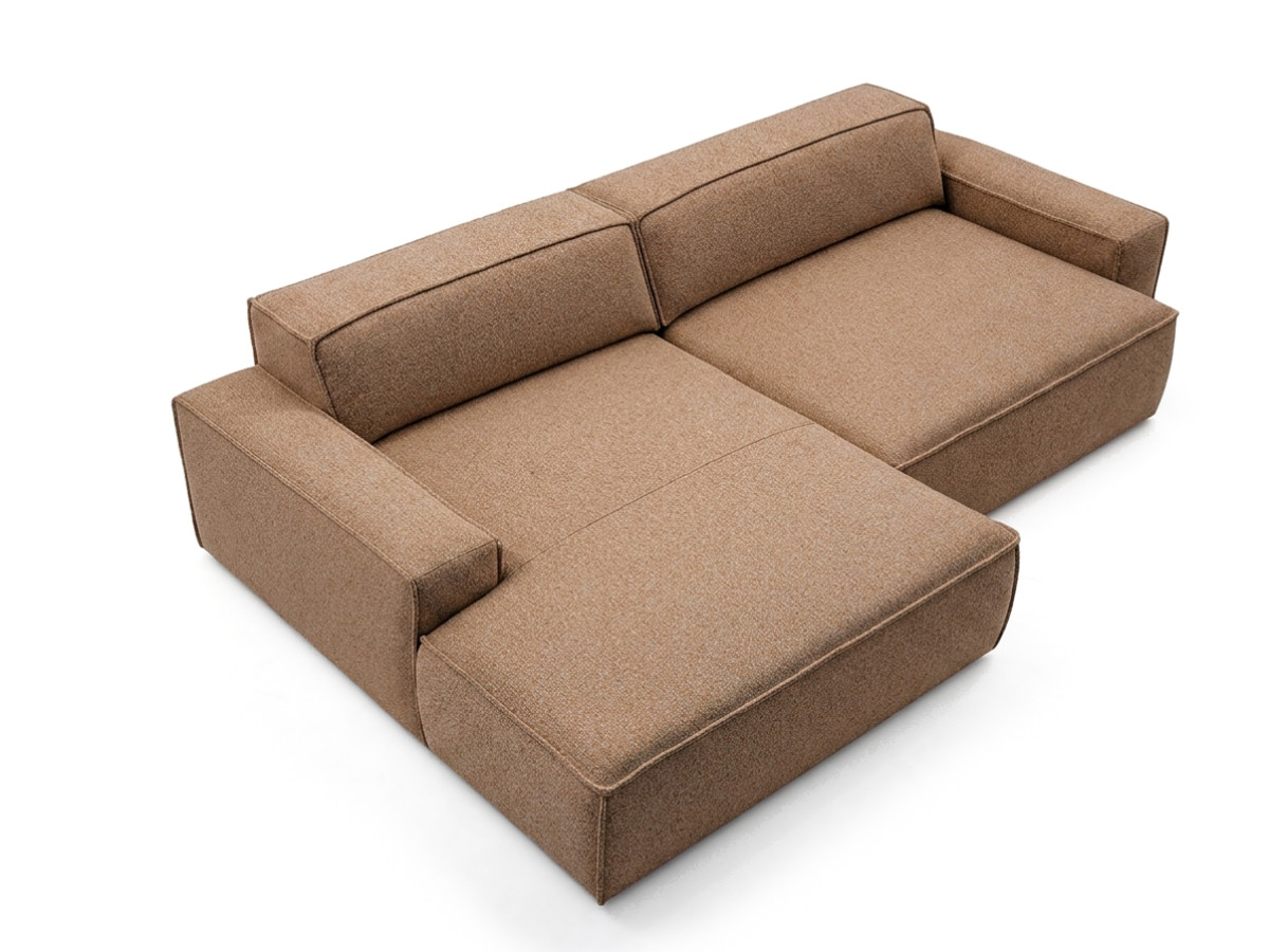 Bobochic Abel Ecksofa mit Schlaffunktion Melange-Stoff Orange Ecke links