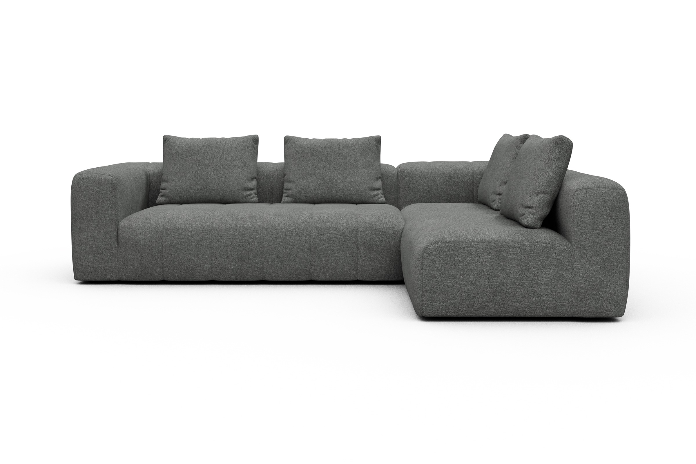 Ecksofa Hugo 2x 2,5-Sitzer Armlehne links Boucle-Ash-Grey