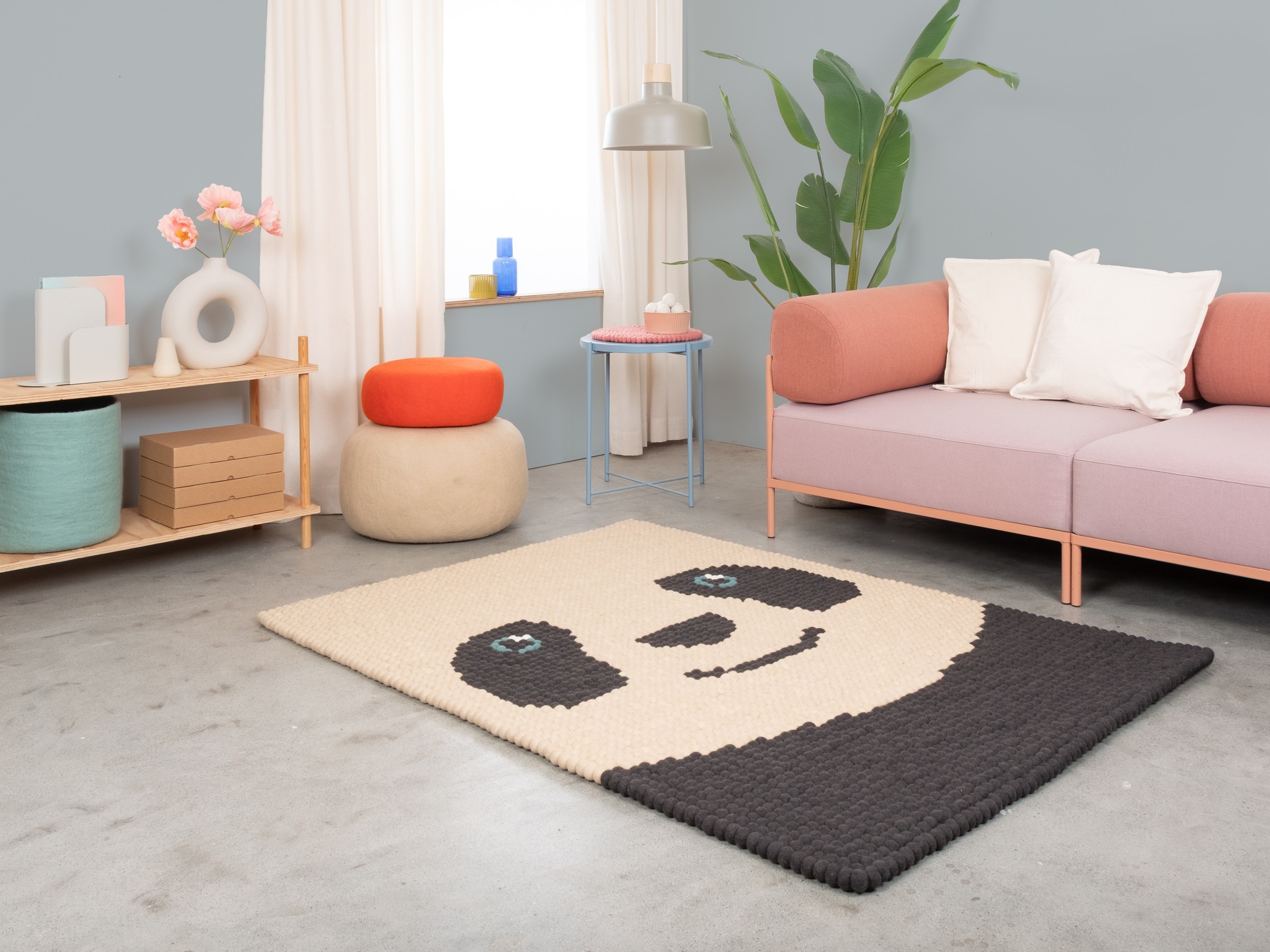 myfelt Bo Filzkugelteppich Creme