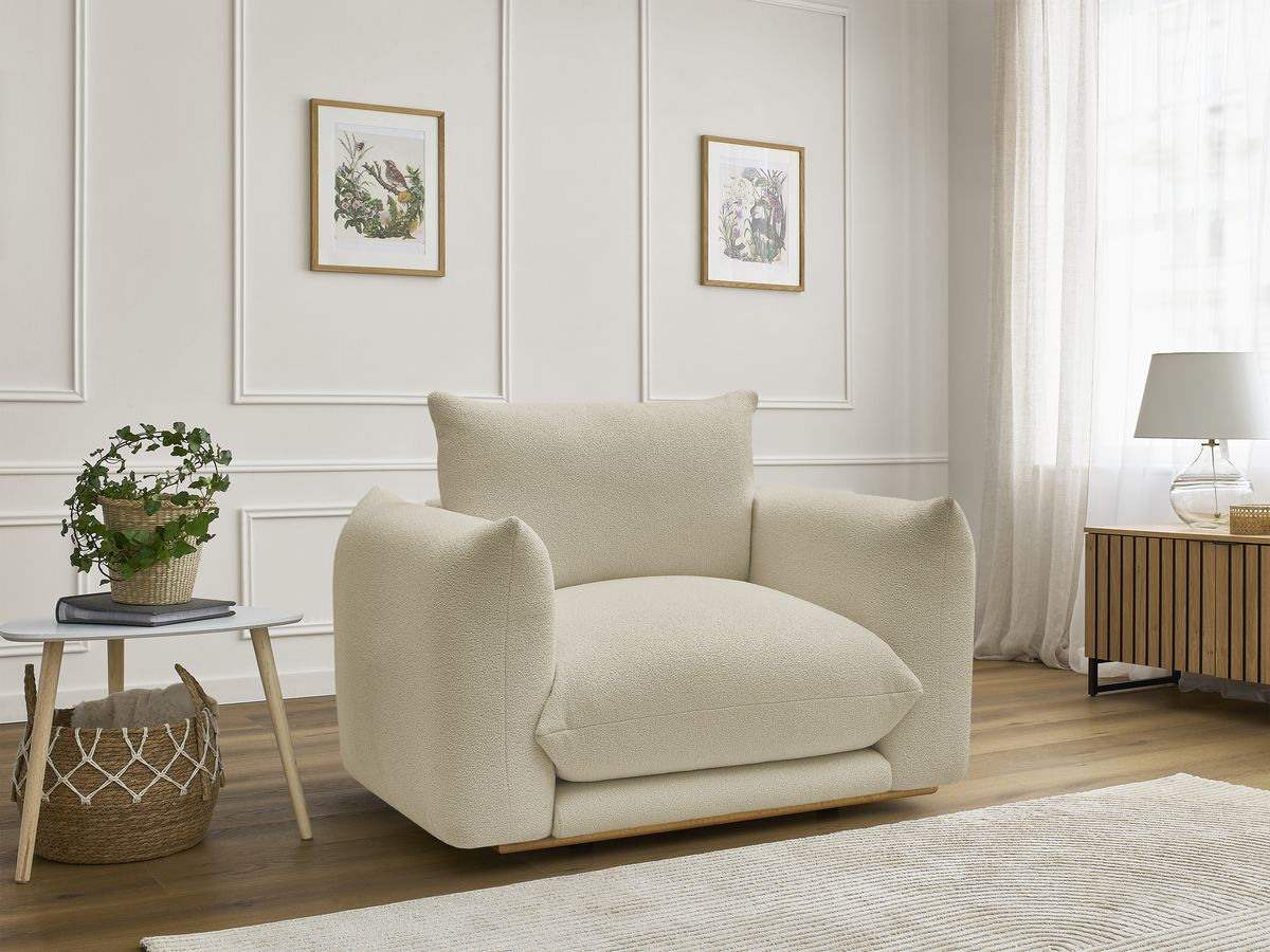 Bobochic Ernest Sessel Bouclé-Stoff Beige