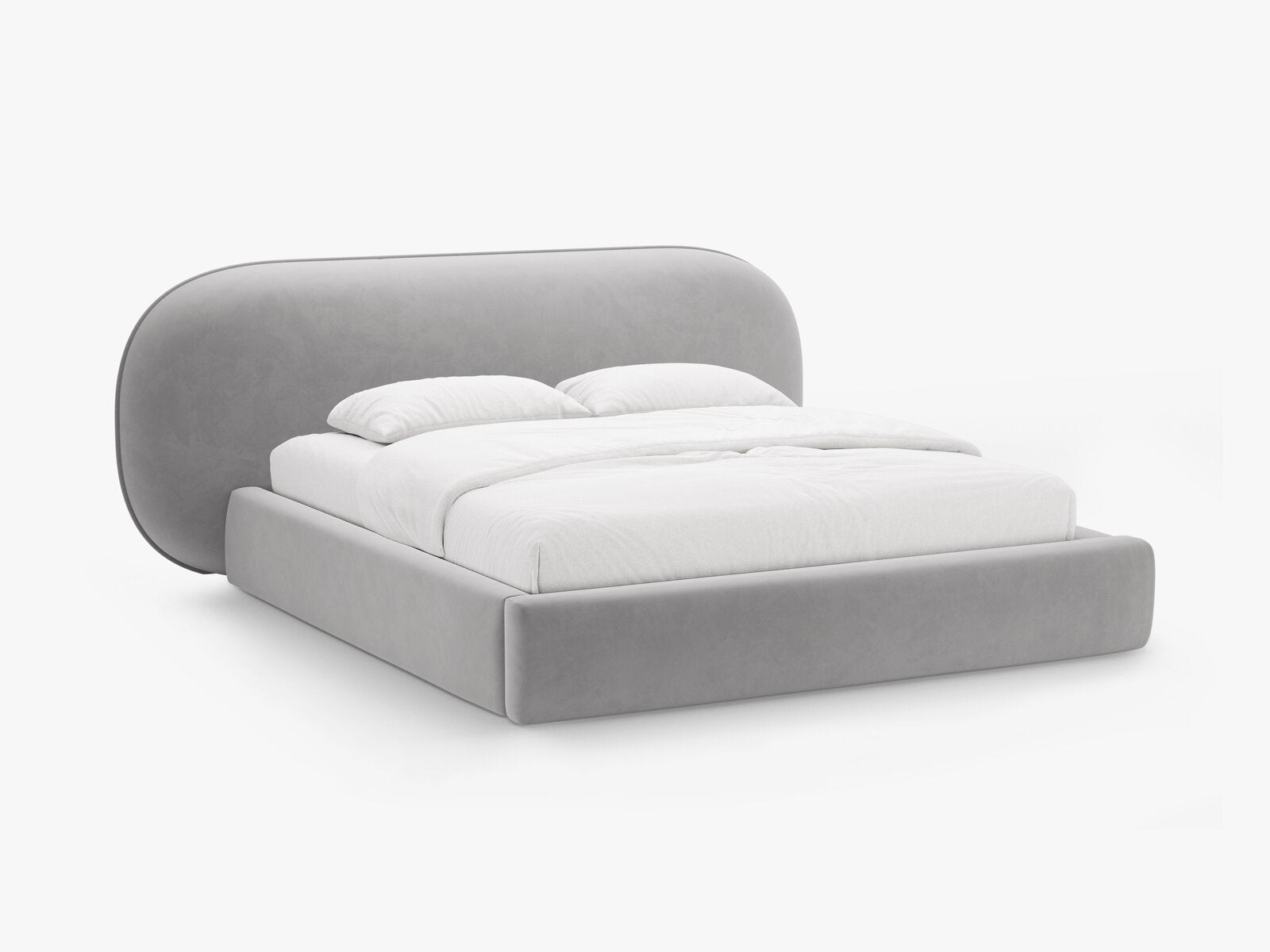 Micadoni Stauraumbett mit Kopfteil Ovalo Samt Magic Velvet Hellgrau 160x200
