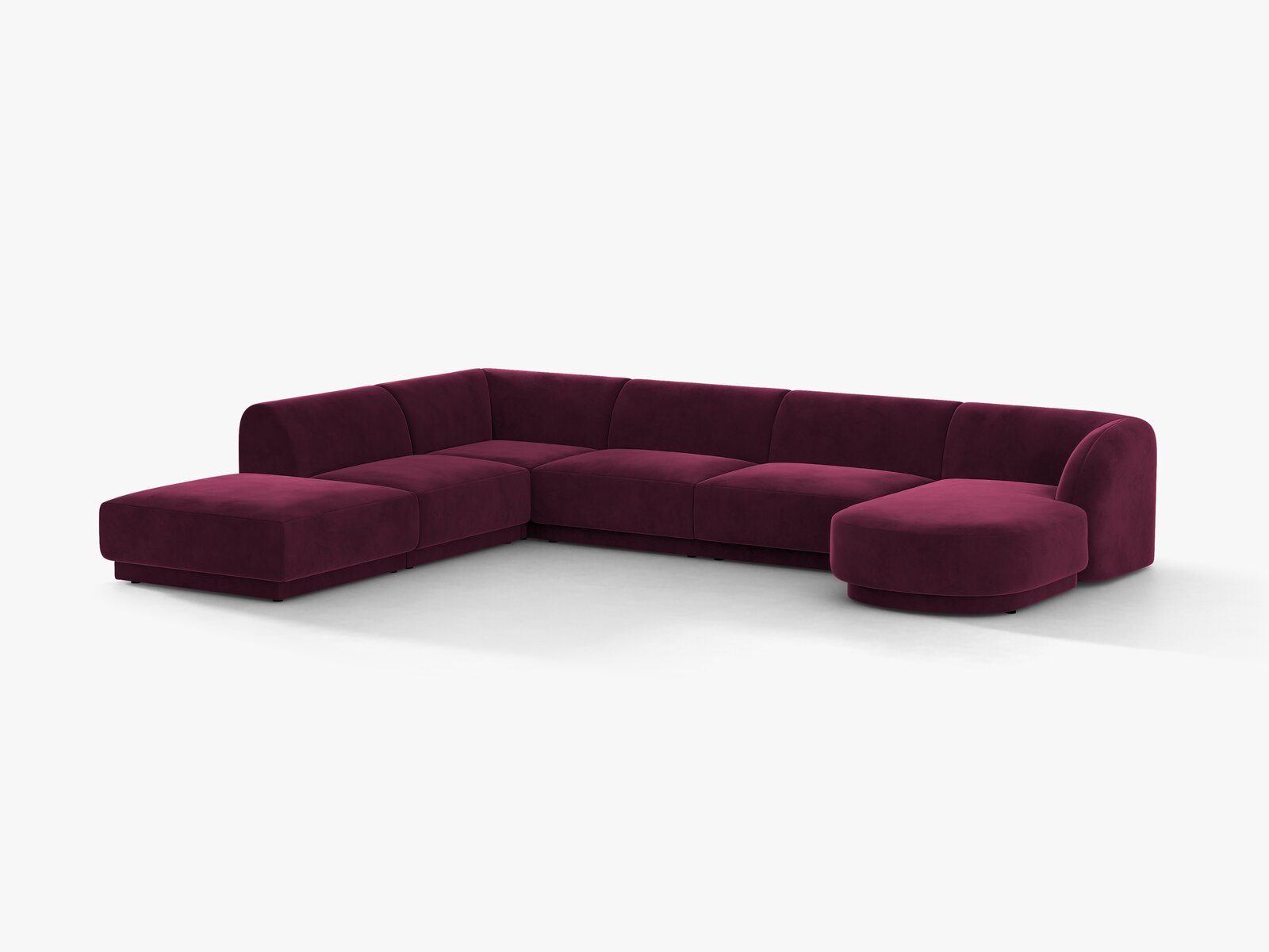 Micadoni Panorama-Ecksofa Miley 6-Sitzer Links Samt Venus Burgunder