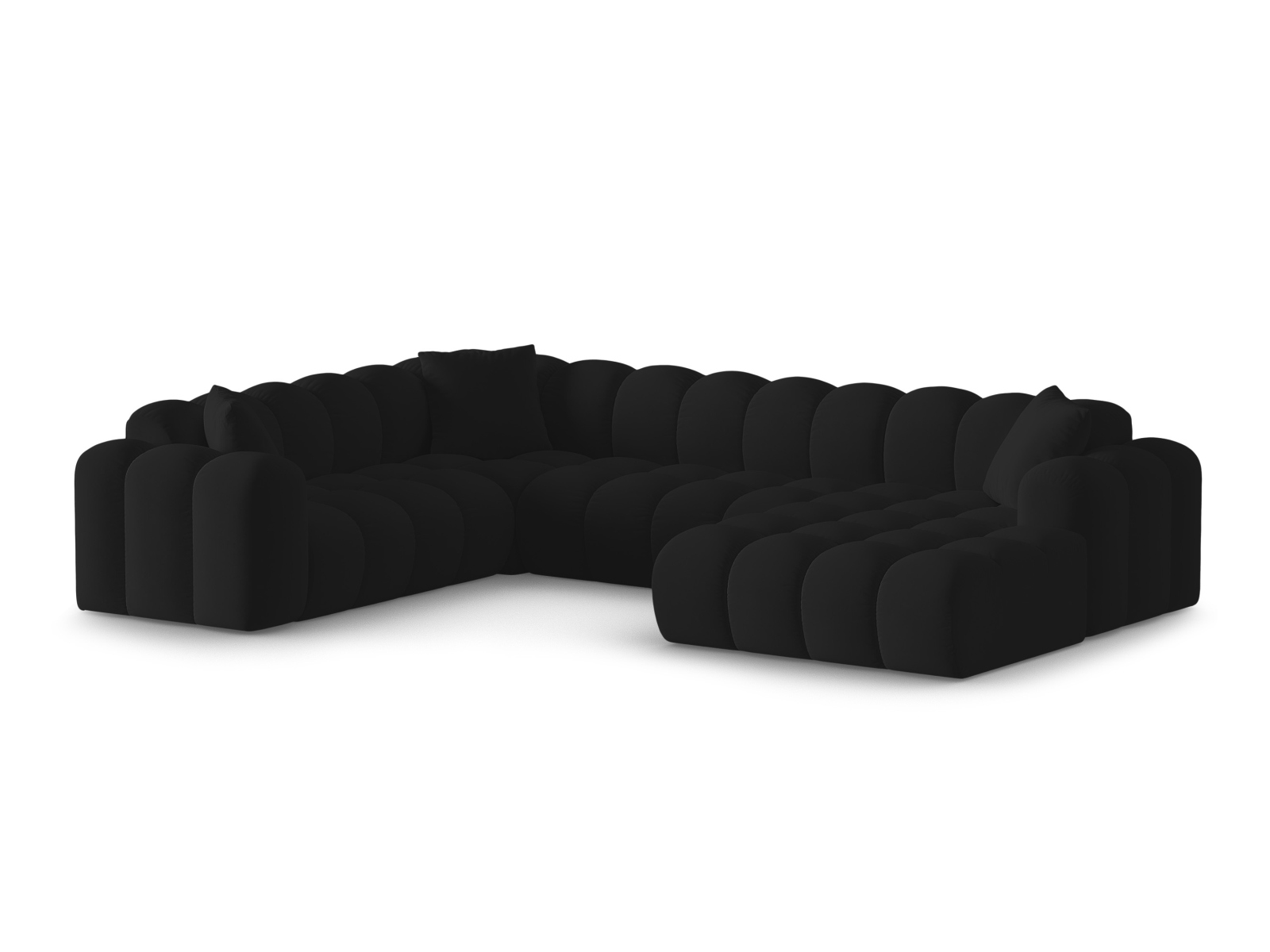 Cosmopolitan Design Panoramasofa Treno 4-Sitzer Samt Bluvel Schwarz Links